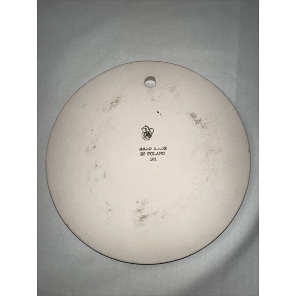 POLISH BLUE FLORAL POTTERY VASE & BASE - Picture 9 of 9